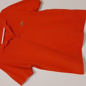 Lacoste Collard Mens Shirt Alligator on shirt. 💯 cotton Orange 27in length